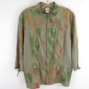 Chico's Zenergy Jacket Full Zip Size 3 XL 16 Multicolor Military Camo Utility
